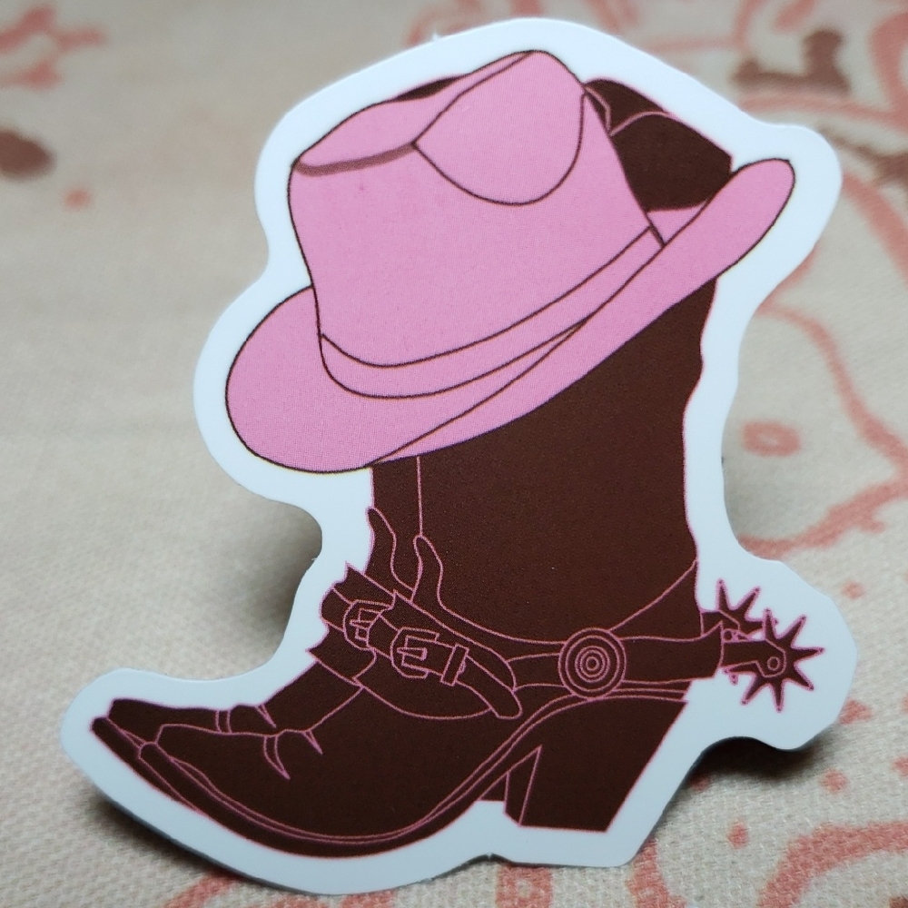 Cowgirl Boots Sticker Cowgkrl Hat (E)